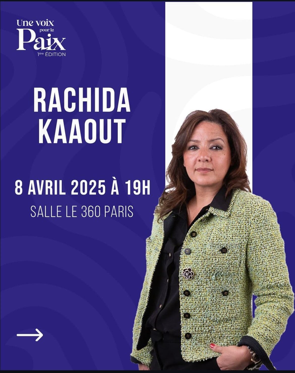 Visuel HCDAF annonçant Rachida Kaaout à l'édition Paris
