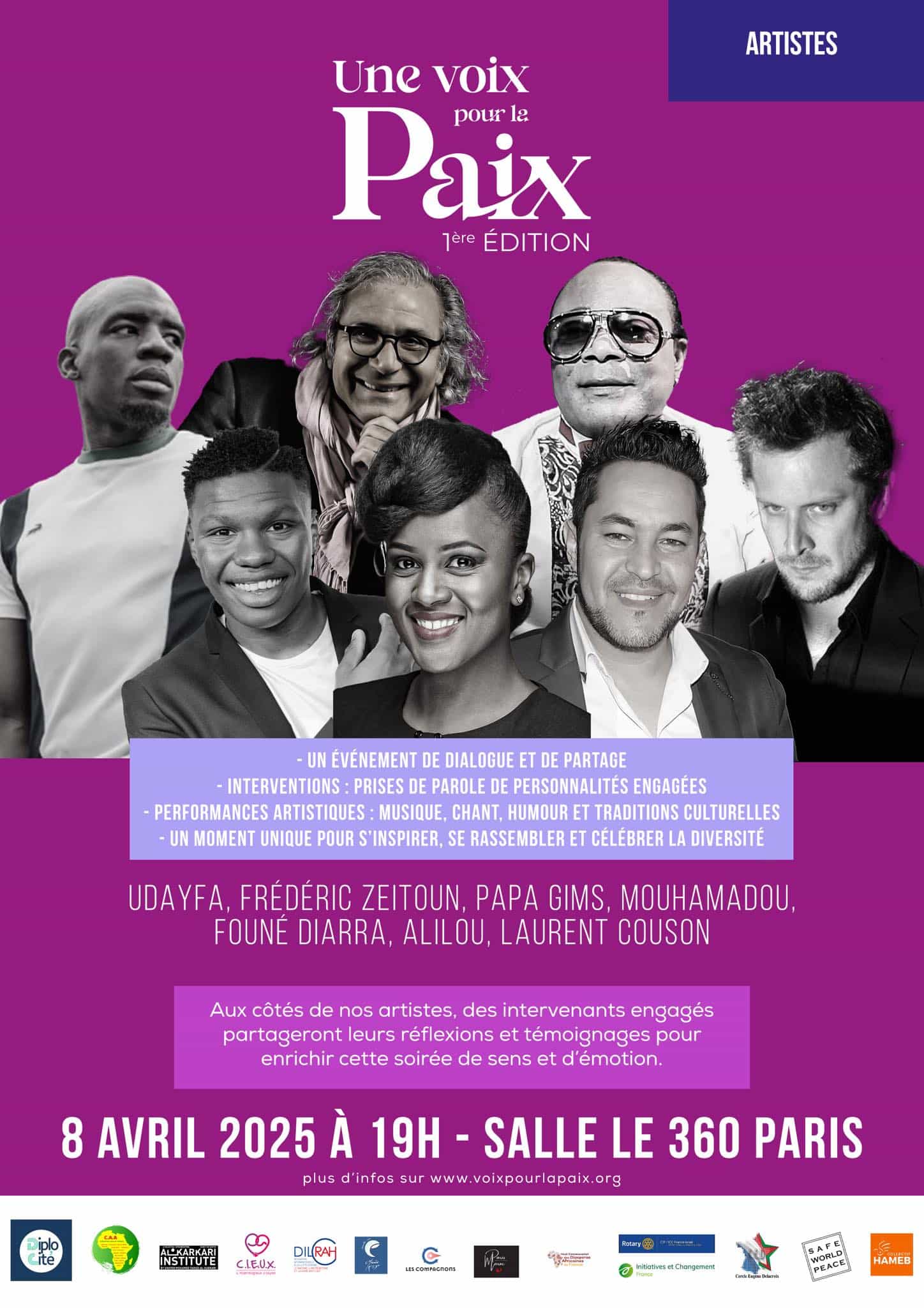 Affiche de la première édition d'Une Voix pour la Paix à Paris